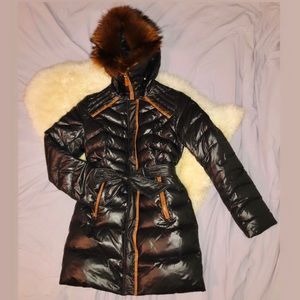 Russian down jacket with fox fur hood